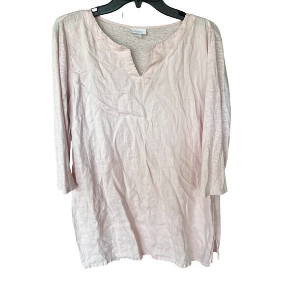 J.Jill Linen bubblegum pink Beachy tunic top oversized boxy lightweight sz M - Picture 1 of 5